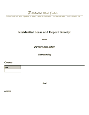 Residential Lease and Deposit Receipt