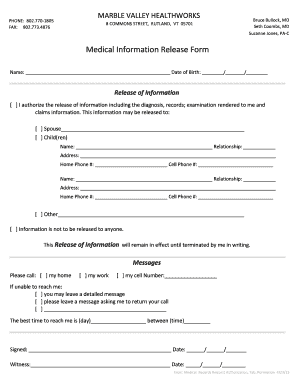 Medical Information Release Form