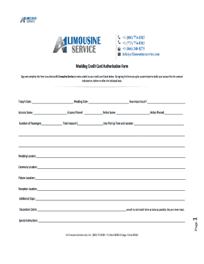 Wedding Credit Card Authorization Form