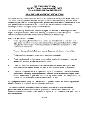 Healthcare Authorization Form
