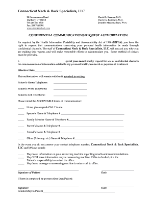 HIPAA Confidential Communication Request Form