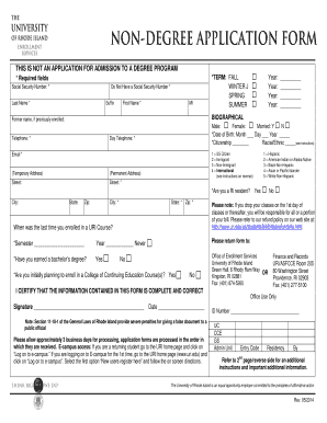 Non-Degree Application Form