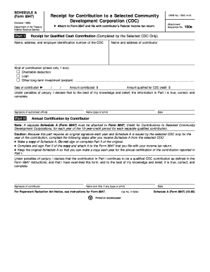 Schedule A Form 8847 Receipt for Contribution