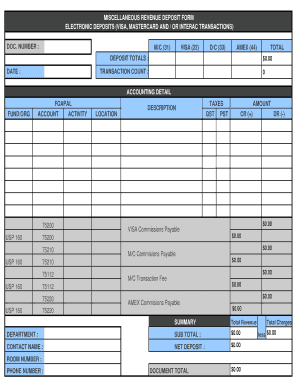 Miscellaneous Revenue Deposit Form
