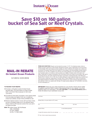 Instant Ocean 160 Gallon Bucket Rebate Form