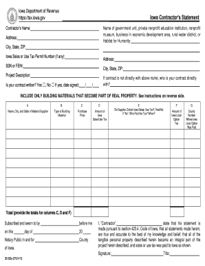 Iowa Contractor’s Statement