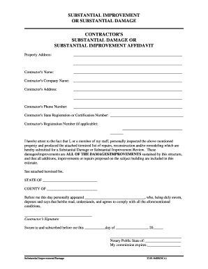 Substantial Damage or Improvement Affidavit