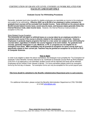 Graduate Course Tax Exemption Certification