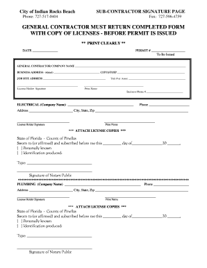 Subcontractor Signature Page
