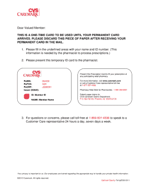 Temporary Prescription Card