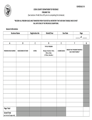 Cook County Firearm Tax Schedule E-5