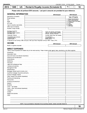 US Rental & Royalty Income Schedule E