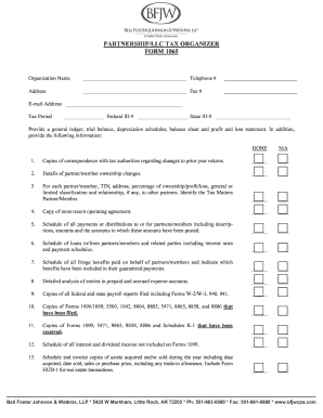 Partnership LLC Tax Organizer Form 1065