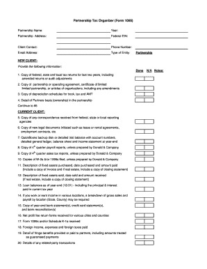 Partnership Tax Organizer Form 1065