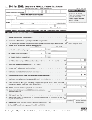 Form 944 2009 Employer’s Annual Federal Tax Return