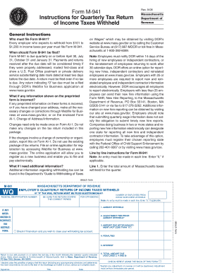 Massachusetts Quarterly Tax Return Form M-941