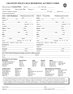 Cranston Police Self Reporting Accident Form