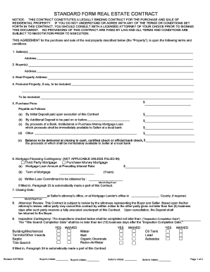 Standard Form Real Estate Contract