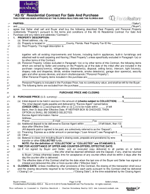 Florida AS IS Residential Contract For Sale And Purchase