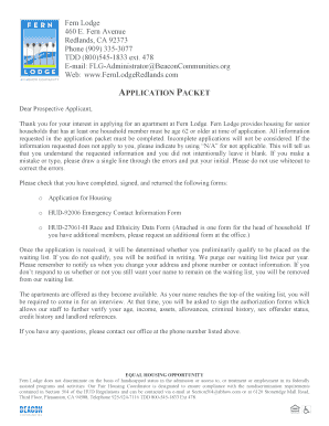Senior Housing Application Packet