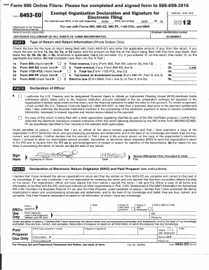 Form 8453-EO Exempt Organization Declaration