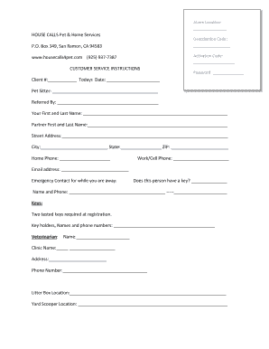 House Calls Pet & Home Services Agreement