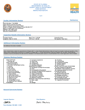 Florida Food Service Inspection Report