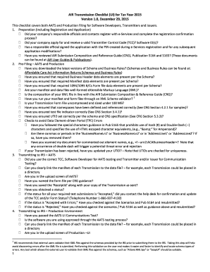 AIR Transmission Checklist for Tax Year 2015