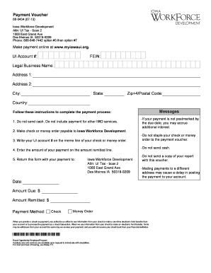 Iowa Unemployment Insurance Payment Voucher