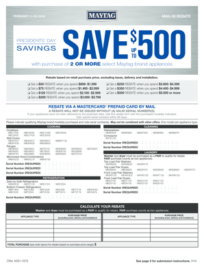 Maytag Presidents' Day Appliance Rebate Form