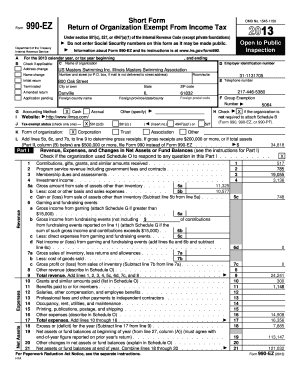 Form 990-EZ Tax Return for Exempt Organizations