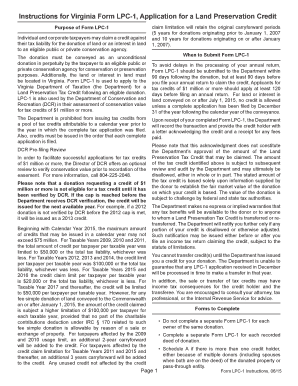Virginia Land Preservation Credit Application