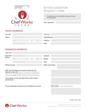 Rent to own contract form - IN-KIND DONATION REQUEST FORM - Chef Works