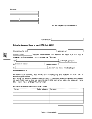 Formular „Erbschaftsausschlagung“