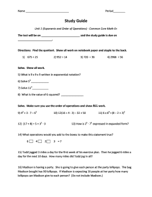 Common Core Math 6+ Study Guide