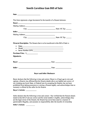 Firearm sale form - South Carolina Gun Bill of Sale - RT2BRARMS