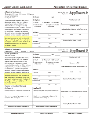 Washington Marriage License Application