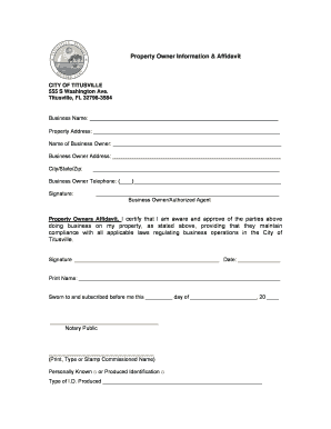 Property Owner Information & Affidavit