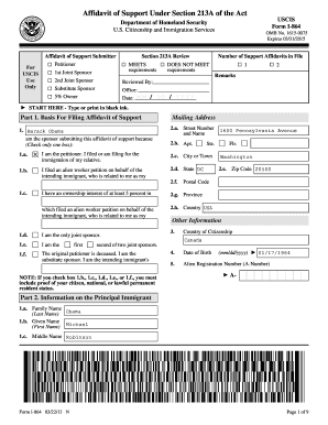 Affidavit of Support Form I-864