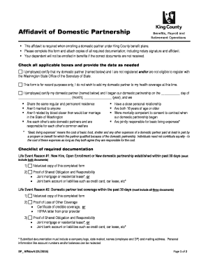 Affidavit of Domestic Partnership