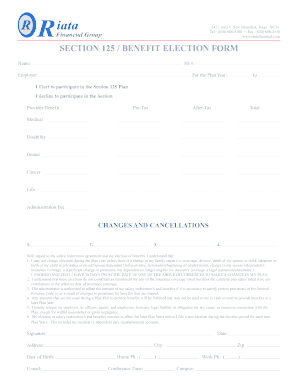 Section 125 Benefit Election Form
