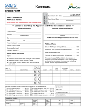 Sears Commercial Order Form