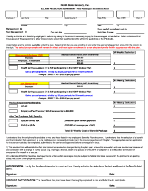 Salary Reduction Agreement - New Participant Enrollment Form