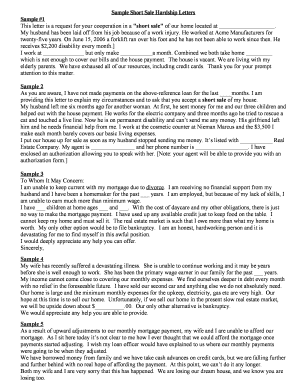 Short Sale Hardship Letter Template