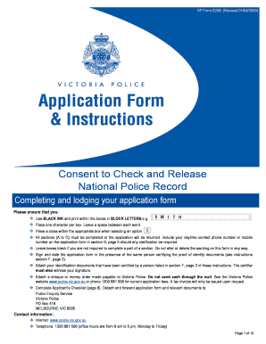 Consent to Check and Release National Police Record