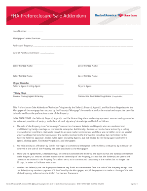FHA Preforeclosure Sale Addendum