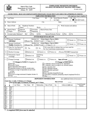 NYS Health Insurance Transaction Form