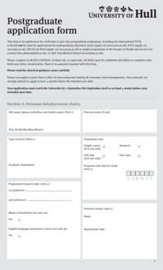 Postgraduate Application Form