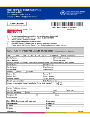 Australian National Police Checking Service Informed Consent Form
