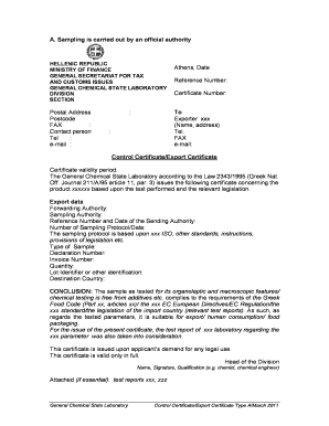 Greek Export Certificate
